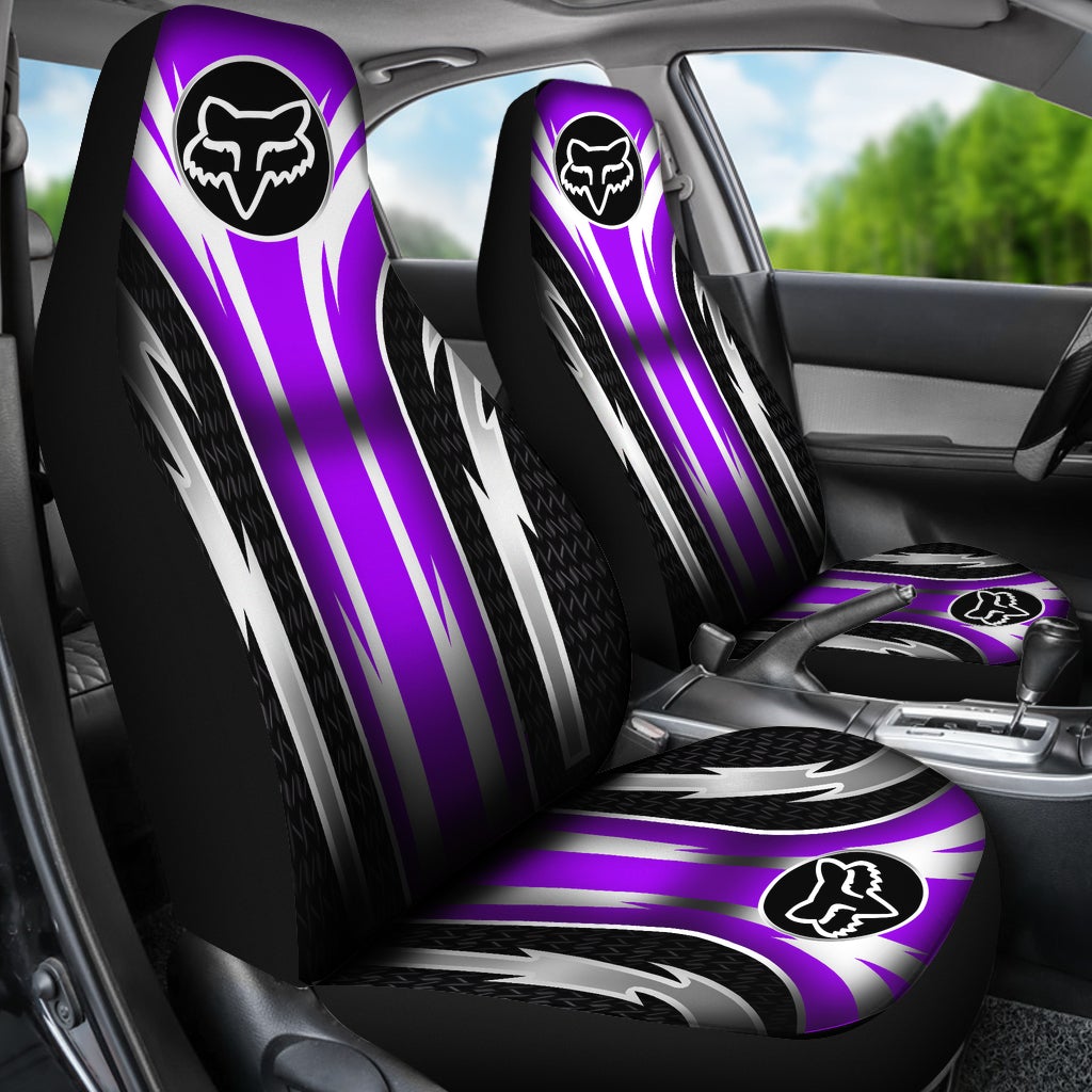 Funny Car Seat Covers Fun Original Purple Art Face Vehicle 